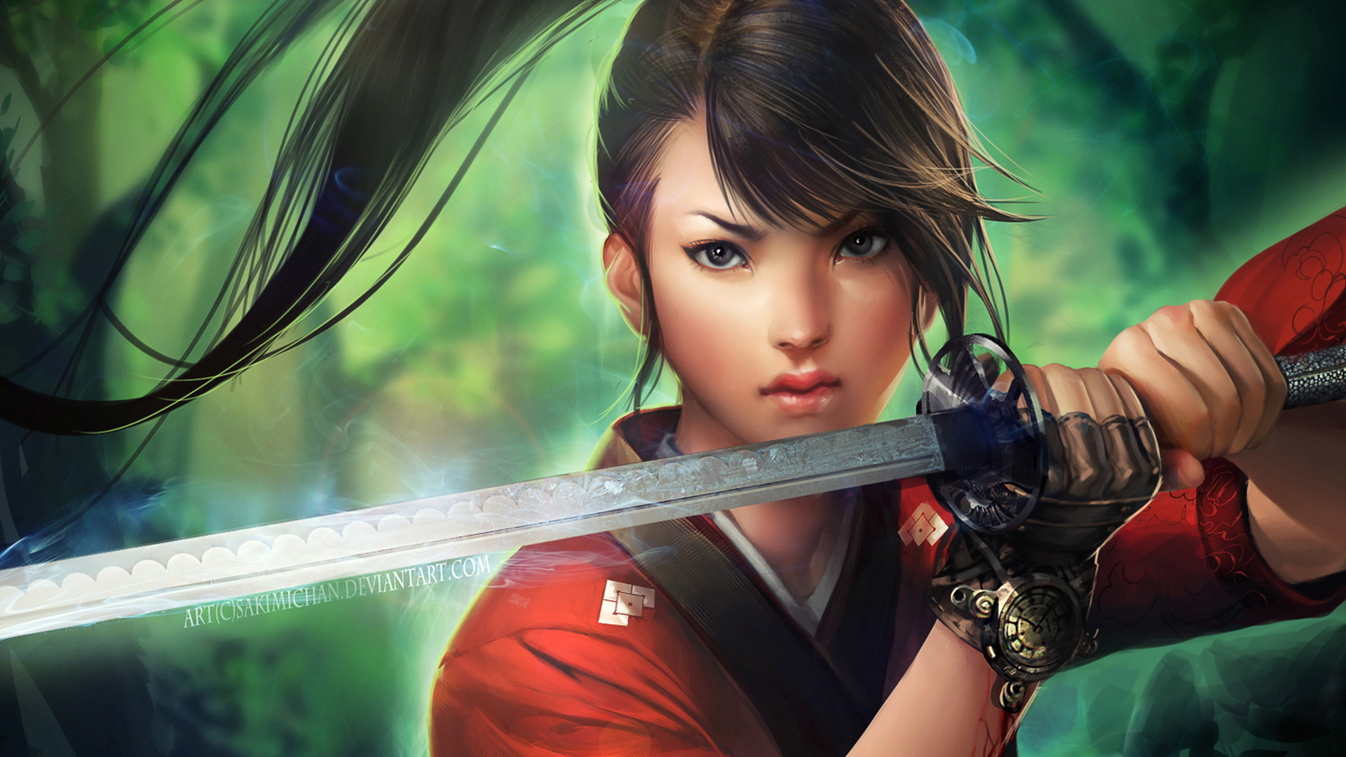 Download Sword Fantasy Women Warrior HD Wallpaper by Sakimichan