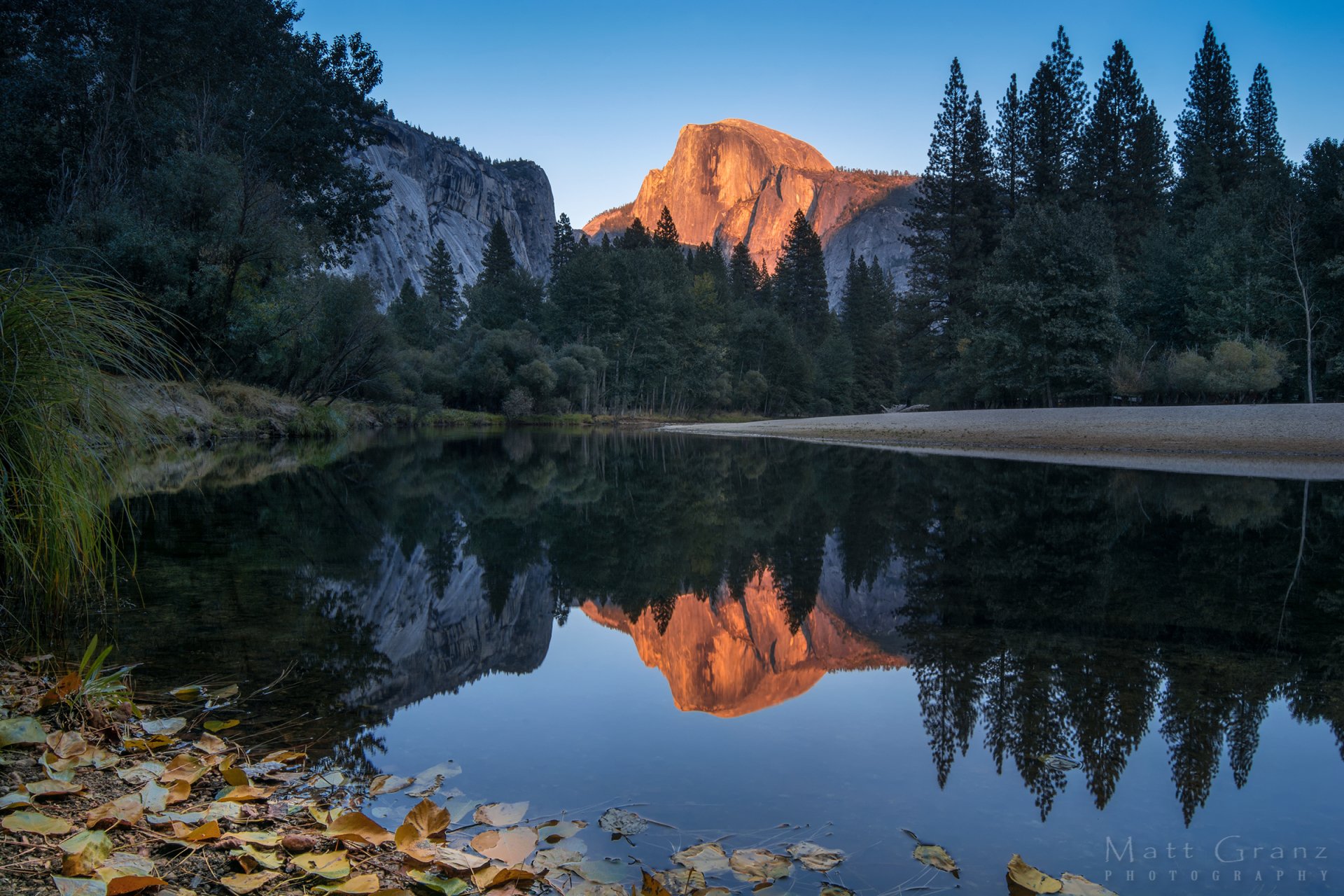 Download Merced River Fall Sunset Half Dome Nature Reflection HD Wallpaper by Matt Granz