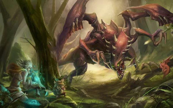 beast Ezreal (League Of Legends) wood Teemo (League Of Legends) Riven (League Of Legends) Cho'gath (League Of Legends) video game League Of Legends HD Desktop Wallpaper | Background Image
