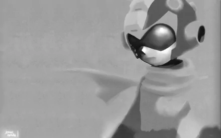 Black & White Proto Man video game Mega Man 2: The Power Fighters HD Desktop Wallpaper | Background Image