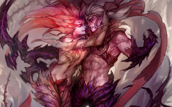 HD wallpaper featuring Varus and Zyra from League of Legends, showcasing their vibrant colors and dynamic poses against an artistic background.