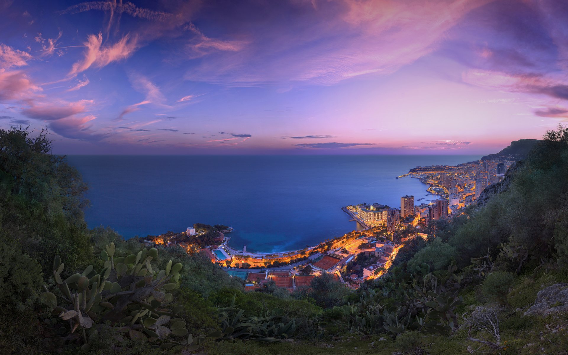 Download Coastline City Cloud Sunset Evening Seascape Sky Sea French Riviera Man Made Monaco HD Wallpaper by Crevisio