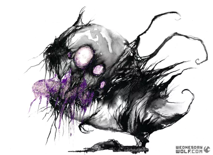 HD desktop wallpaper featuring Kog'Maw from League of Legends in a dark, abstract, and eerie artistic style for video game fans.