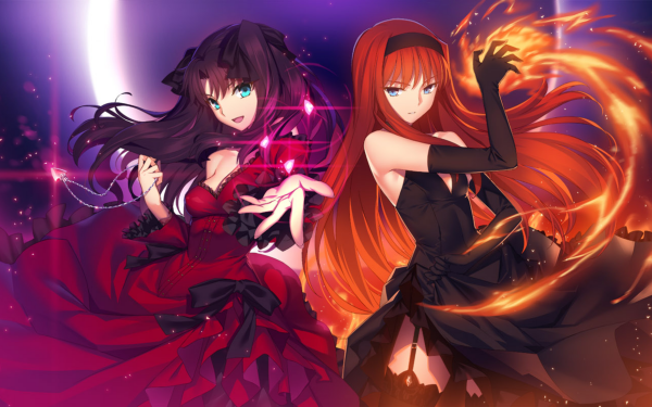 Anime Fate/Stay Night Fate Series Rin Tohsaka Flame Red Dress Black Dress HD Wallpaper | Background Image