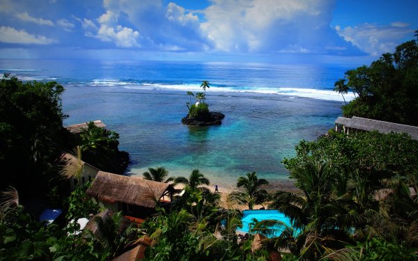 Man Made Resort Tropics Holiday Samoa Polynesia Pacific Sea Ocean HD Wallpaper | Background Image