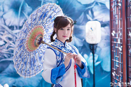 lantern umbrella Taiwanese asian model woman Yu Chen Zheng HD Desktop Wallpaper | Background Image