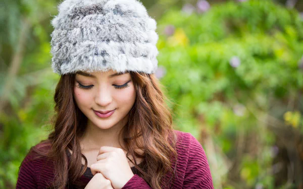 smile hair bokeh cap asian model Chinese woman Jancy Wong HD Desktop Wallpaper | Background Image