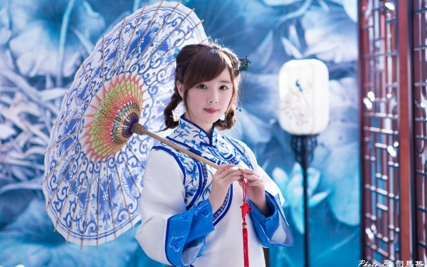 Women Yu Chen Zheng Models Taiwan Model Asian Taiwanese Umbrella Lantern HD Wallpaper | Background Image