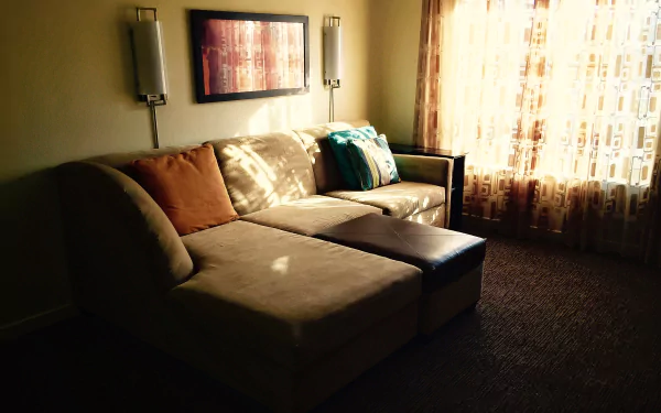 light cushion ottoman sofa man made room HD Desktop Wallpaper | Background Image