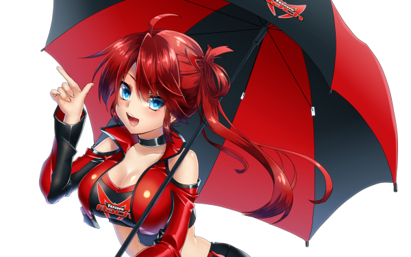 Anime Original Racing Queen Umbrella Blue Eyes Red Hair HD Wallpaper | Background Image