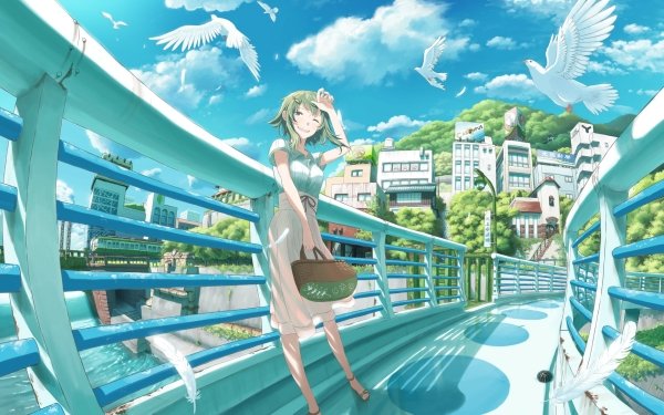 Anime Vocaloid GUMI Short Hair Bird Green Hair Green Eyes HD Wallpaper | Background Image