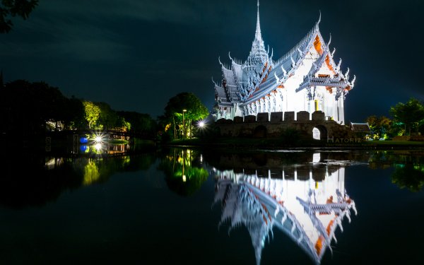 Man Made Sanphet Prasat Palace Palaces Thailand Bangkok Night Reflection HD Wallpaper | Background Image