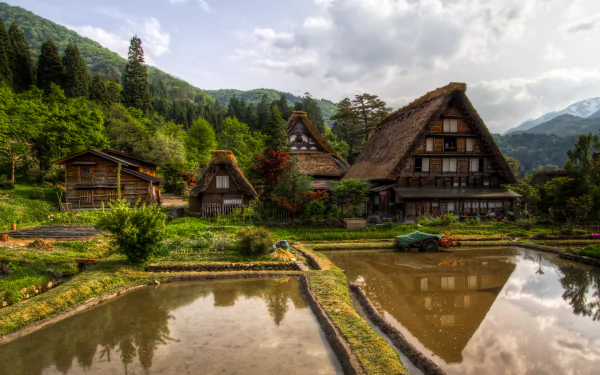 countryside Japan Gifu Prefecture man made Ogimachi Village HD Desktop Wallpaper | Background Image