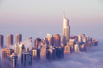 cloud fog jumeirah lake tower sheikh zayed avenue man made Dubai HD Desktop Wallpaper | Background Image