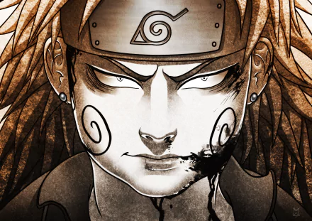 HD desktop wallpaper depicting Chōji Akimichi from the anime Naruto, highlighting his determined expression, signature markings, and Ninja headband with the Leaf Village symbol.
