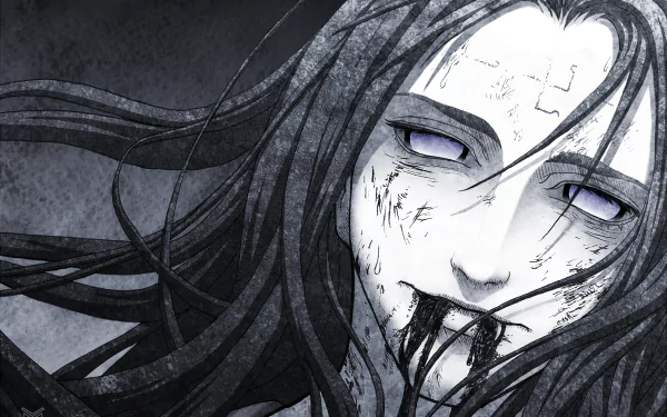HD desktop wallpaper of Neji Hyūga from Naruto featuring a monochrome illustration with dramatic lighting and intense expression.