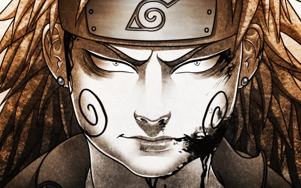 HD desktop wallpaper depicting Chōji Akimichi from the anime Naruto, highlighting his determined expression, signature markings, and Ninja headband with the Leaf Village symbol.