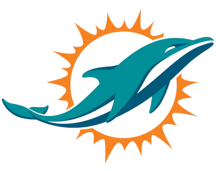 HD PC desktop wallpaper featuring the Miami Dolphins logo with a stylized dolphin and sunburst, representing the NFL sports team.