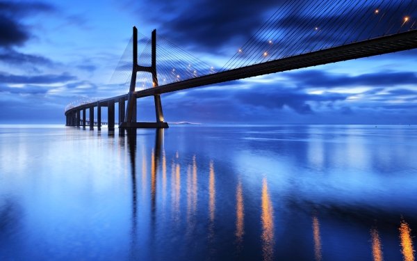 Man Made Vasco da Gama Bridge Bridges Sea Ocean Portugal HD Wallpaper | Background Image