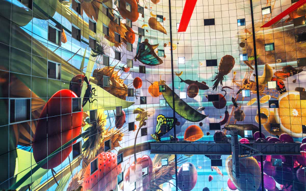 Rotterdam Markthal painting fruit artistic mural HD Desktop Wallpaper | Background Image