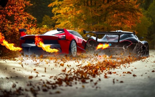 Vehicles Car Black Car Supercar McLaren P1 McLaren Ferrari Ferrari FXX HD Wallpaper | Background Image