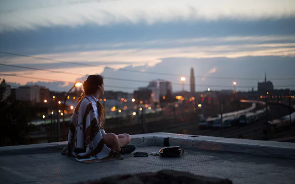 city rear woman mood HD Desktop Wallpaper | Background Image