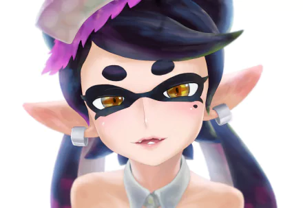 HD PC desktop wallpaper featuring Callie from the video game Splatoon with her distinctive inkling look and expressive amber eyes.