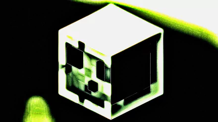 A vibrant HD desktop wallpaper featuring a slime block from the video game Minecraft, showcasing its distinct cube shape and pixelated design against a dynamic background.