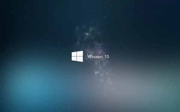 HD desktop wallpaper featuring the Windows 10 logo on a blue gradient background with a subtle glowing effect.