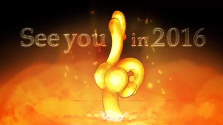 A vibrant anime-themed HD desktop wallpaper from Assassination Classroom, featuring a golden figure against a fiery background with the text See you in 2016.