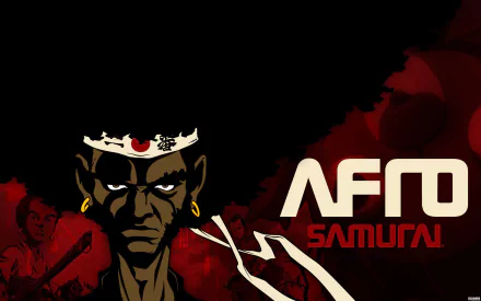 HD PC desktop wallpaper featuring Afro Samurai in anime style with a dark background and bold red and white text.