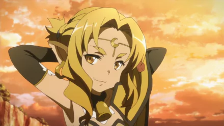 Alicia Rue from Sword Art Online anime, featured in a vibrant HD desktop wallpaper with a warm sunset background.