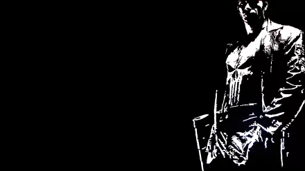 HD wallpaper featuring the Punisher from the comic universe, showcasing a bold, graphic depiction against a stark black background.