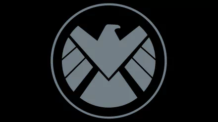 A sleek, minimalist S.H.I.E.L.D. logo on a black background, designed as a 4K Ultra HD wallpaper, captures the essence of the iconic comic universe.