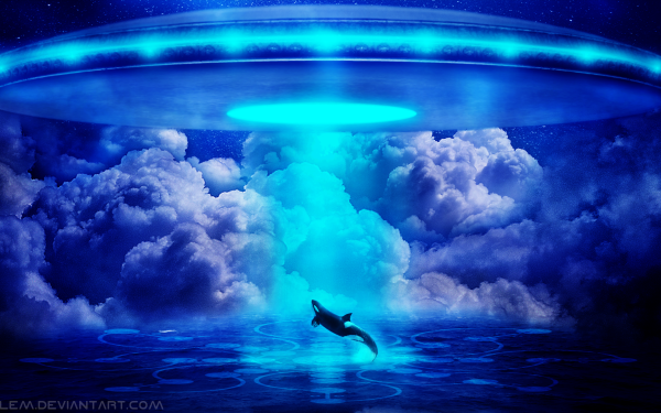 Sci Fi Alien Extraterrestrial UFO Abduction Killer Whale Orca HD Wallpaper | Background Image