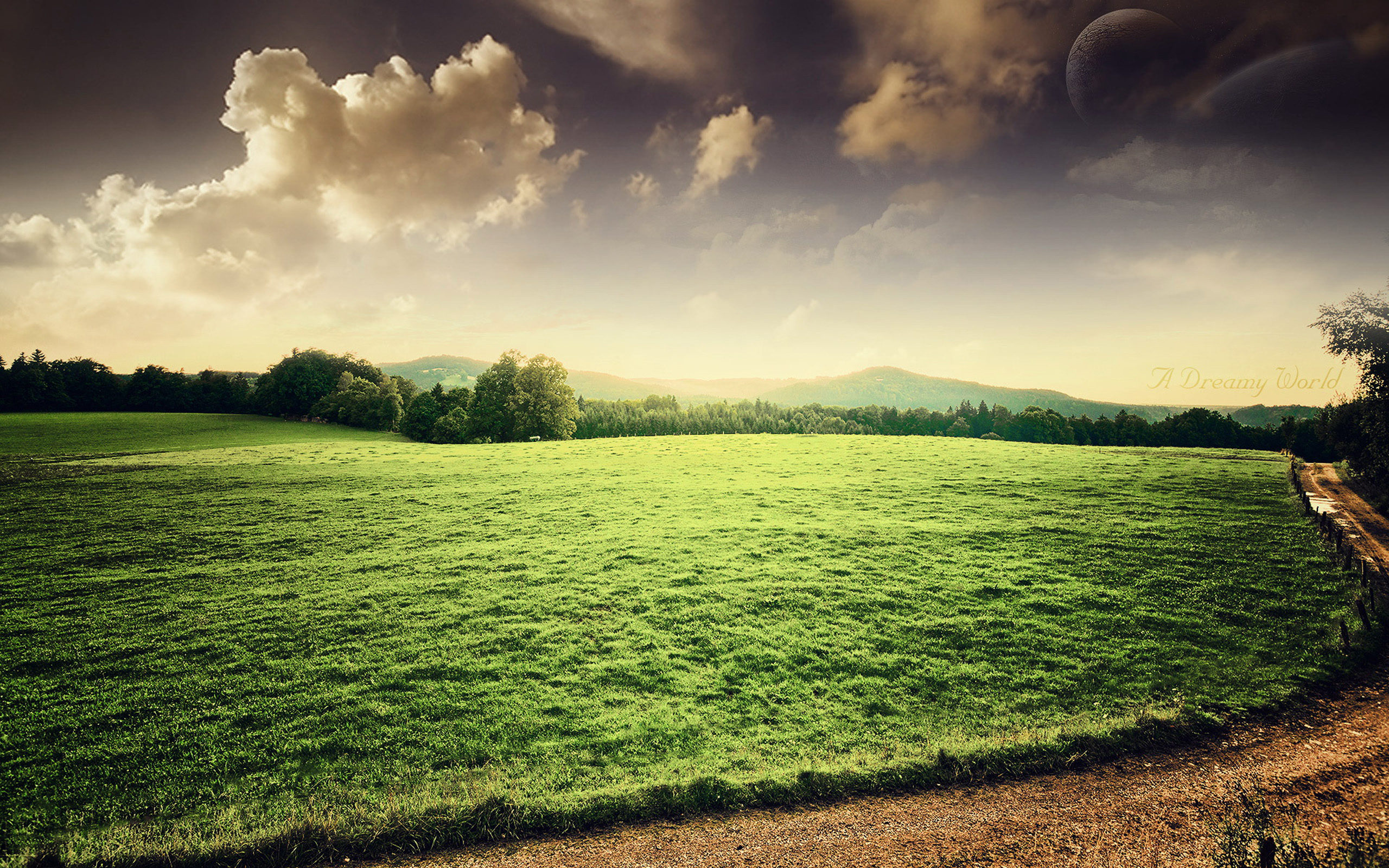 Green Grass Country Road - A Dreamy World HD Wallpaper | Background