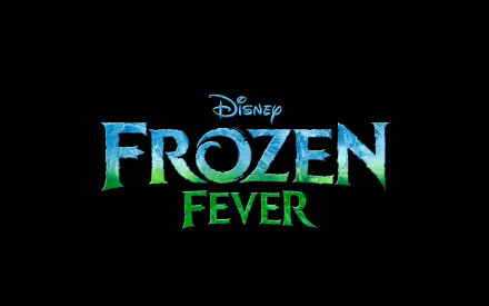 Disney movie Frozen Fever title logo in icy blue and green against a black field, presented as a 2K Quad HD PC desktop wallpaper.
