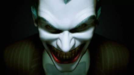 HD desktop wallpaper of the Joker from a comic, depicted with a menacing grin and dark background.