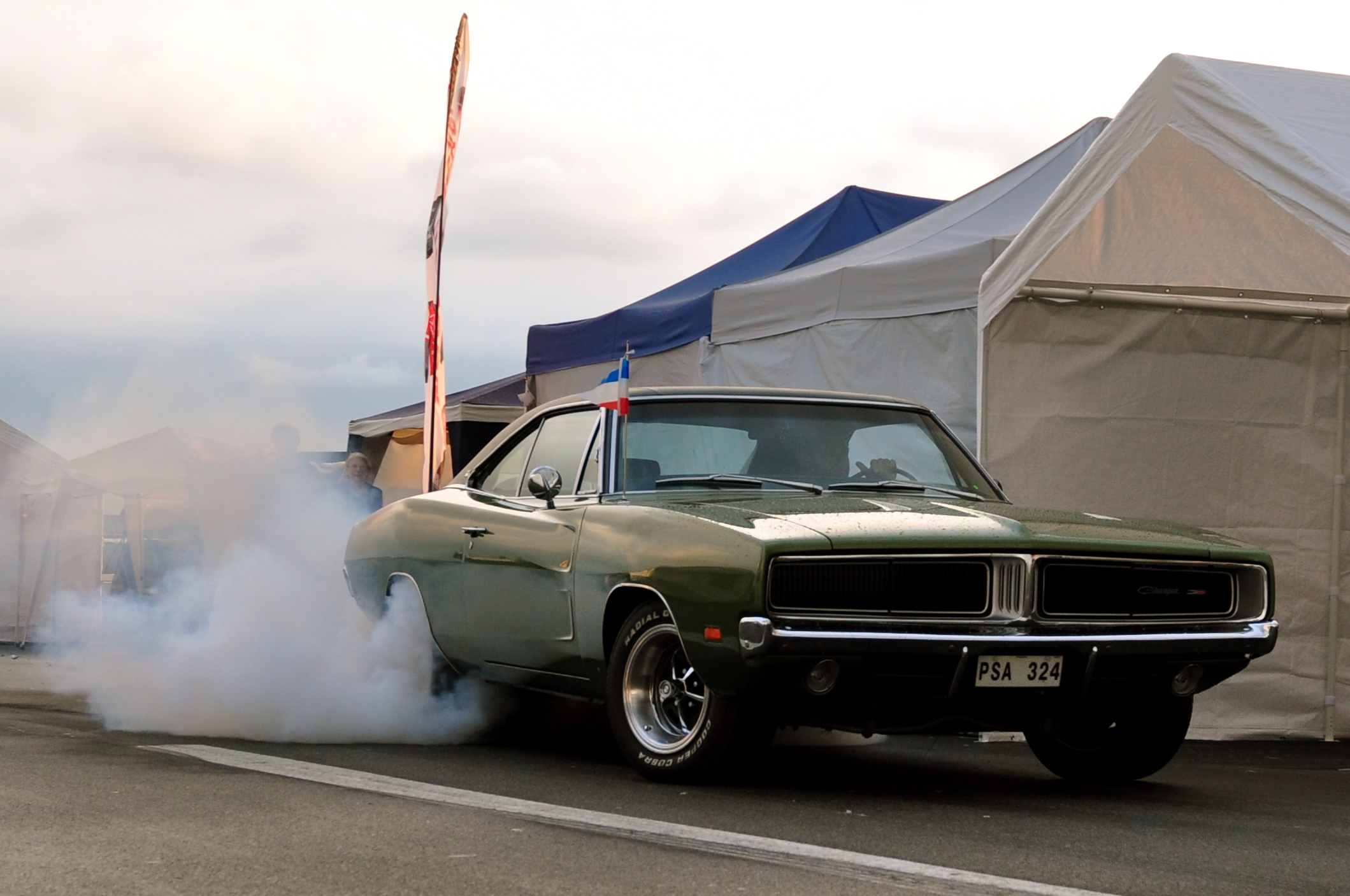 1968 Dodge Charger Burnout Poster Print – 24x36 Vintage Style Car Art, High-Res Paper, Made In USA