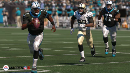 HD wallpaper from Madden NFL 16 showing in-game football players in action on the field.