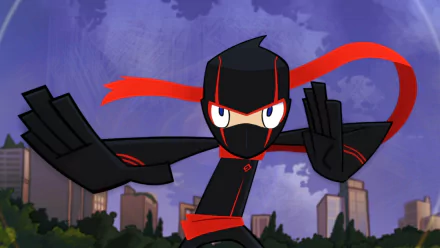 HD PC desktop wallpaper featuring Randy Cunningham from the Disney cartoon TV show Randy Cunningham: 9th Grade Ninja in dynamic ninja pose.