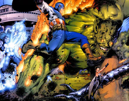 Ultimates (Marvel Comics) Electro (Marvel Comics) Thor Green Goblin Janet van Dyne Wasp (Marvel Comics) Captain America Comic Avengers HD Desktop Wallpaper | Background Image