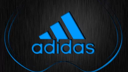 HD desktop wallpaper featuring a blue Adidas logo against a dark, textured background with subtle wave accents.