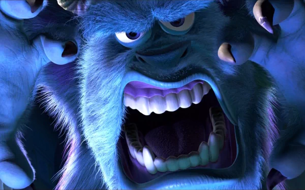 A vibrant HD desktop wallpaper featuring a fierce character from the movie Monsters, Inc., showcasing bold colors and dynamic expressions that capture the film's energy.