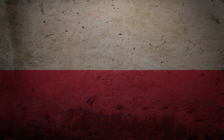 HD PC desktop wallpaper featuring the weathered flag of Poland with a textured, grungy design in red and white.
