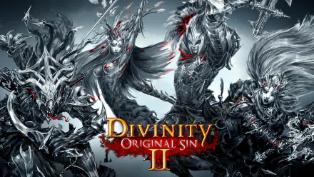 HD PC desktop wallpaper featuring dark, intricate characters from the video game Divinity: Original Sin II, showcasing its fantasy and battle-themed artwork.