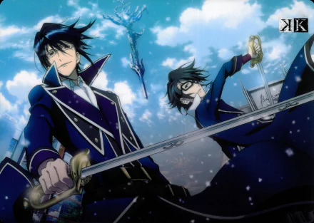 Reisi Munakata from the anime K Project brandishes a sword against a bright sky in this dynamic 4K Ultra HD PC desktop wallpaper and background.