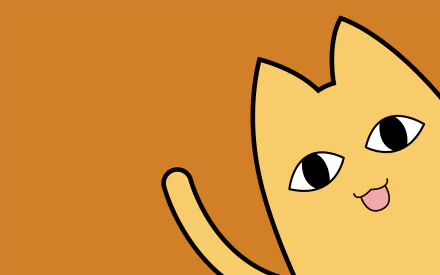 Azumanga Daioh anime cat peeking in from the right on a simple orange field — HD PC desktop wallpaper/background