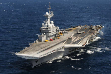warship aircraft carrier military French Aircraft Carrier Charles De Gaulle (R91) HD Desktop Wallpaper | Background Image