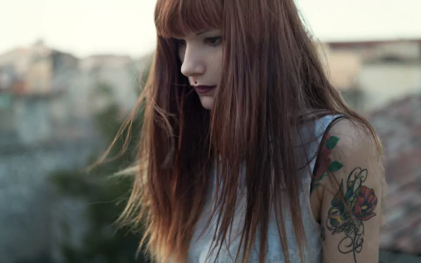 tattoo redhead woman model HD Desktop Wallpaper | Background Image